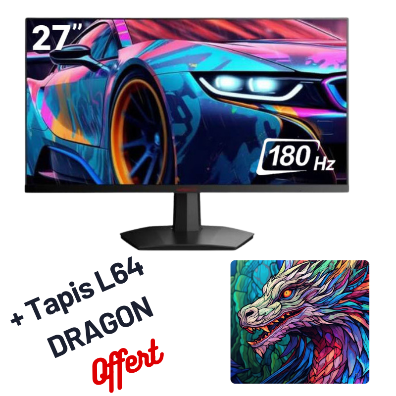 Ecran Gaming REDRAGON MIRROR 27 IPS Full HD 180Hz NOIR TAPIS DE