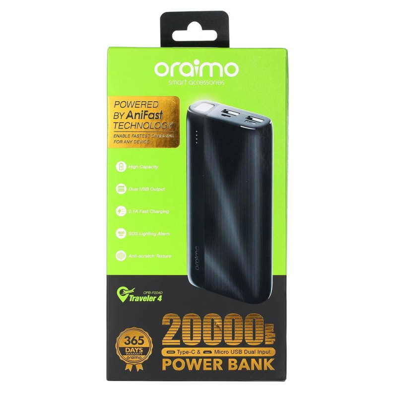 Power Bank ORAIMO OPB P204D 20000 MAh Noir