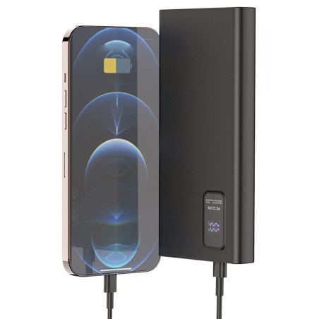 POWER BANK PLATINET 10000 mAh Polymère PD 3 0 QC 3 0 Écran LED Noir